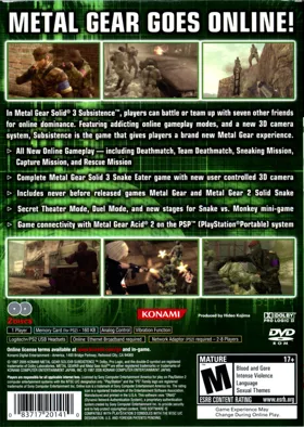 Metal Gear Solid 3 - Subsistence box cover back